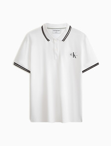Monologo 標誌修身飾邊 Polo 衫, Bright White, hi-res