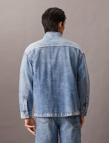 Eco Cool 涼感牛仔襯衫外套, Denim Light, hi-res