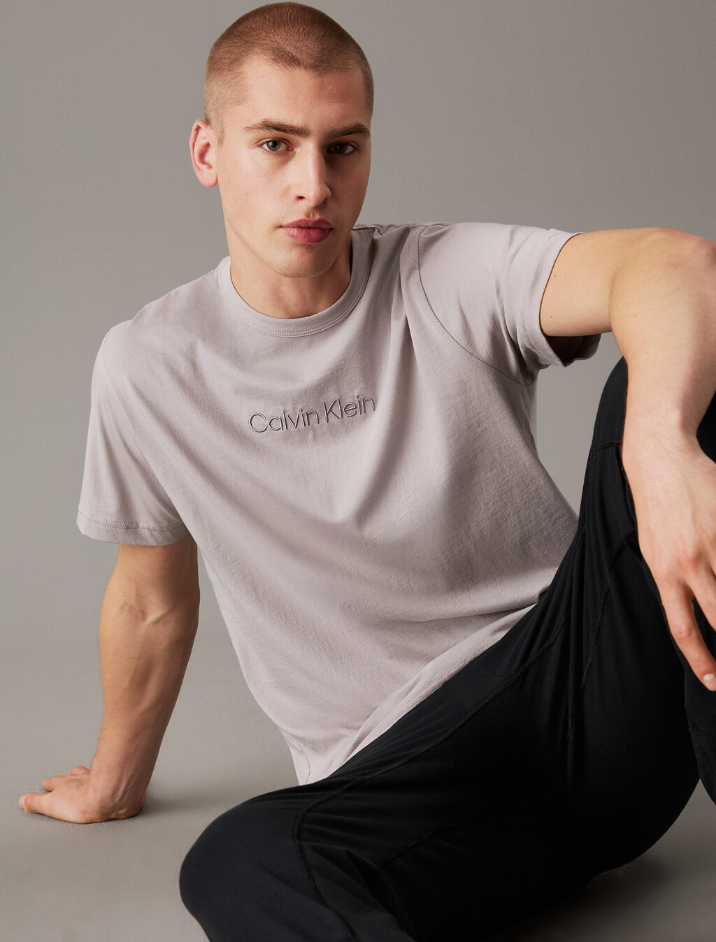 100% Cotton Crewneck Sleep T-Shirt, Ash, hi-res