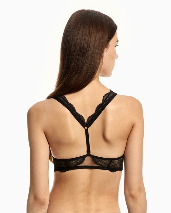 CK BLACK 蕾絲塑形低胸胸罩
