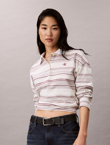 Heavy Jersey Stripe Oversized Polo, Beck Stripe Marshmallow, hi-res