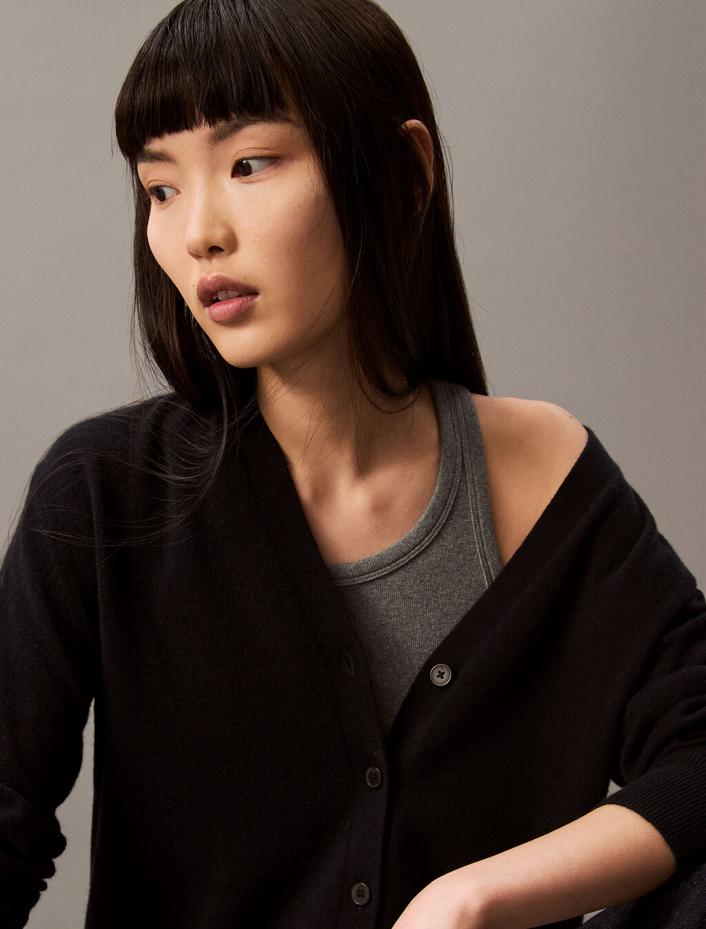 Cashmere Cardigan, Black, hi-res
