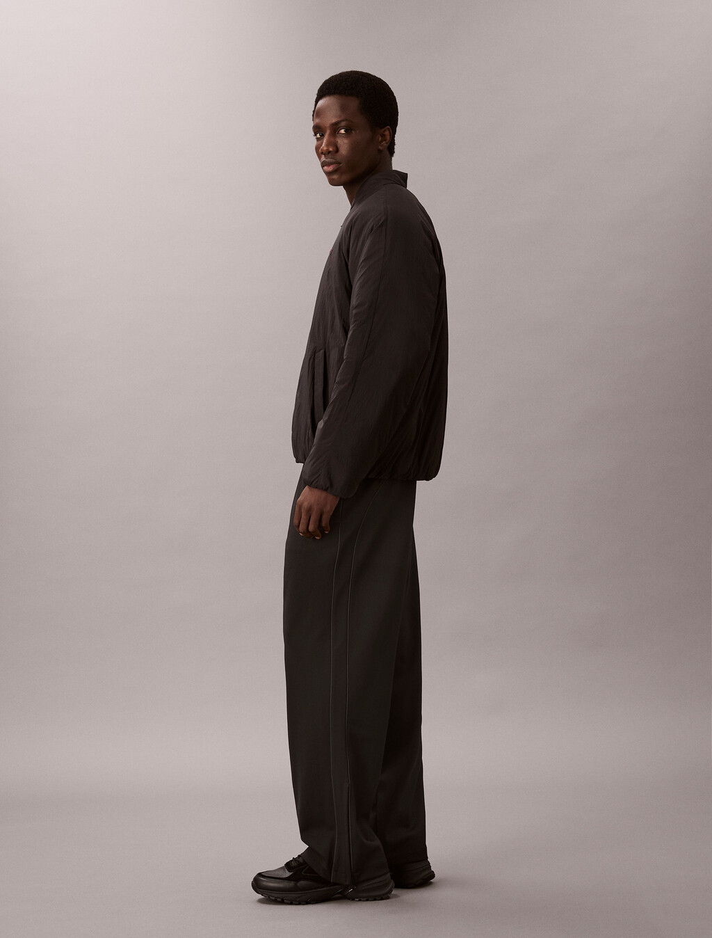 尼龍飛行員外套, Black, hi-res