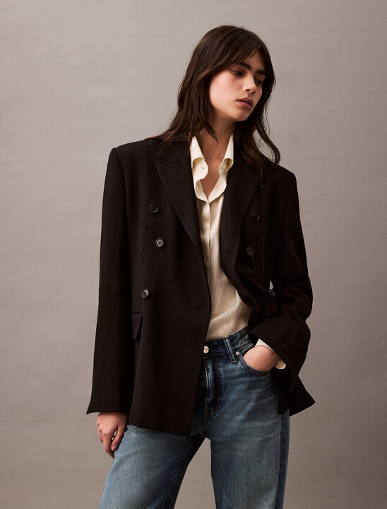 Slim Wool Gabardine Double-Breasted Blazer
