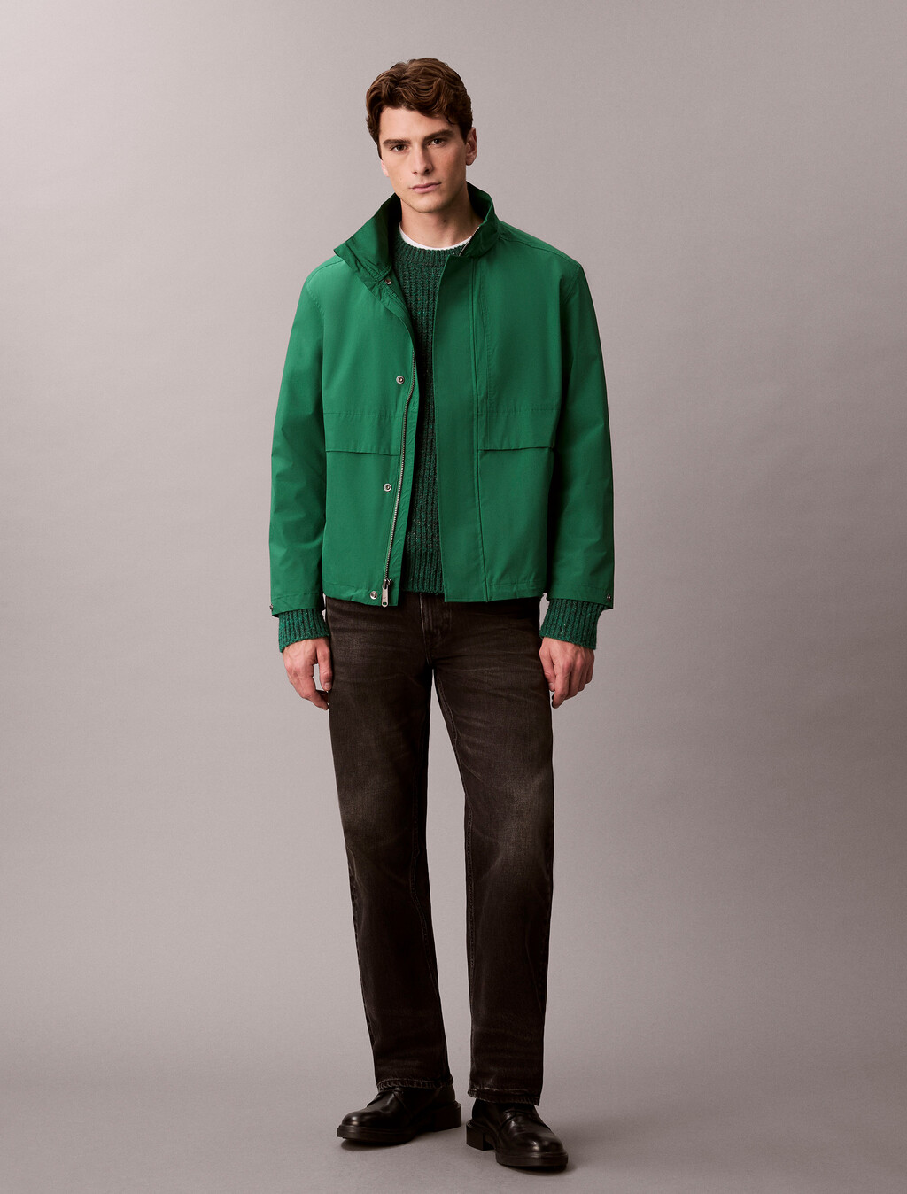 輕盈寬短版風衣, Verdant Green, hi-res