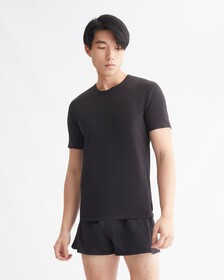 MODERN COTTON 彈力圓領 T 恤 2 件裝, Black/Black, hi-res