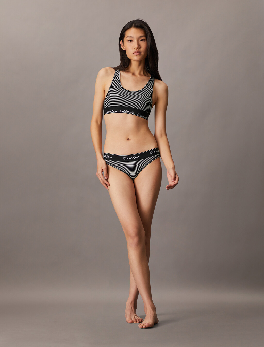Icon Cotton Lightly Lined Bralette, HAIRLINE STRIPE+BLACK, hi-res