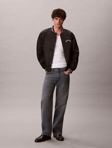 Varsity Logo Bomber Jacket, Black, hi-res