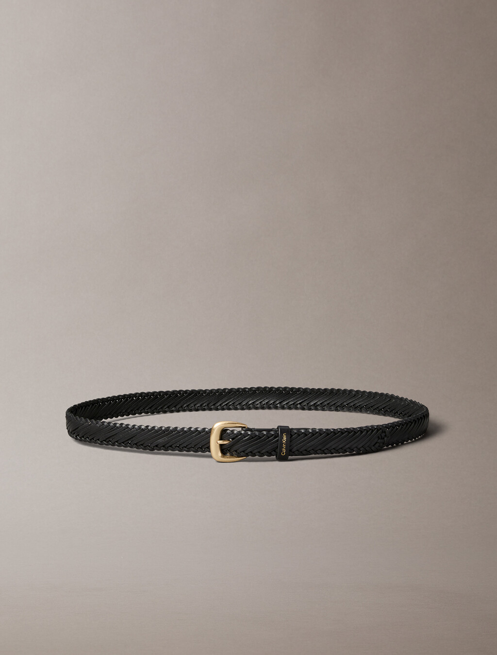 Braided Leather Chunky Buckle Belt, BLACK / ANTIQUE LIGHT GOLD, hi-res
