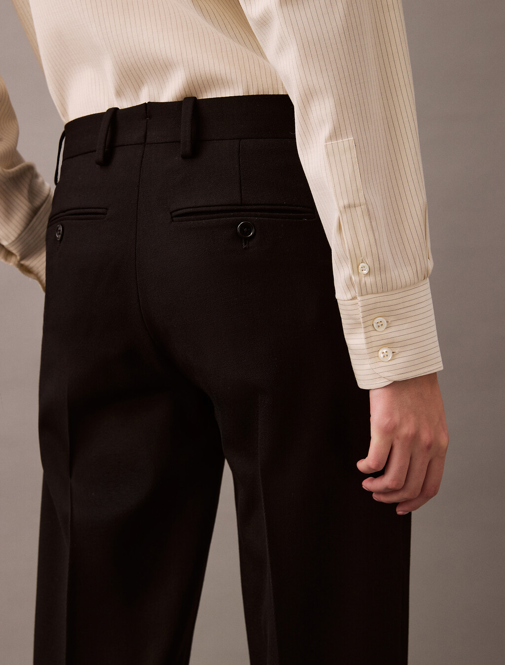 Classic Wool Gabardine Trouser, Black, hi-res