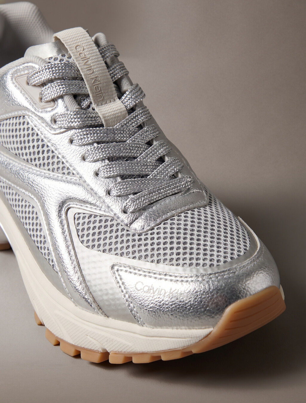 Metallic Mesh Hike Runner Sneaker, Silver/Dk Ecru/Light Gum, hi-res