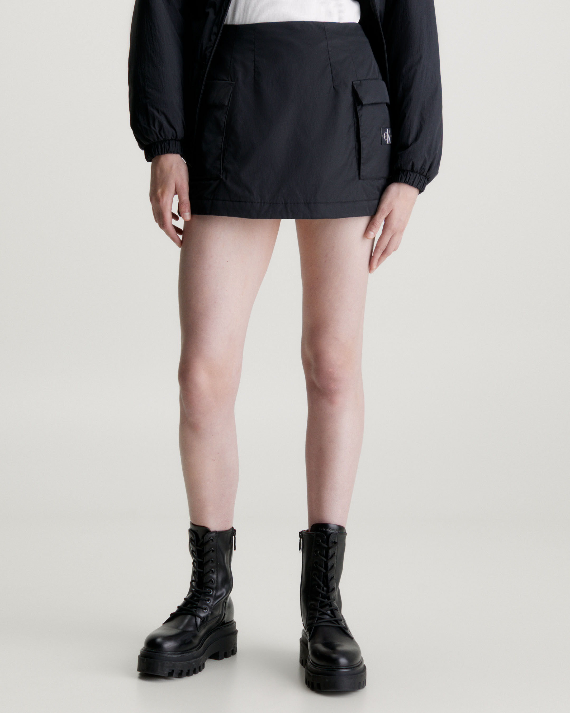 Padded Nylon Cargo Mini Skirt | black | Calvin Klein Taiwan
