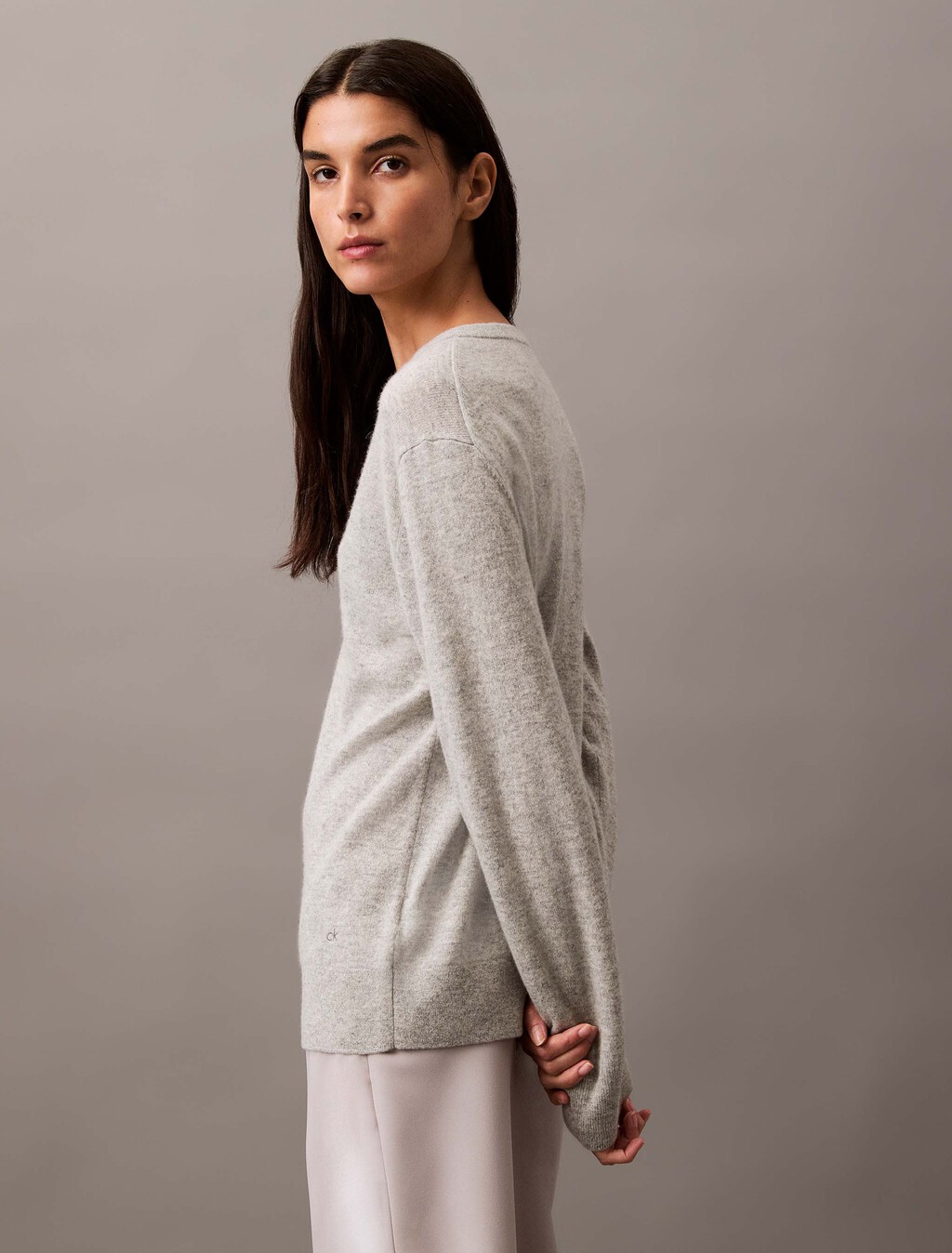 山羊絨 V 領毛衣, B10 Grey Heather, hi-res