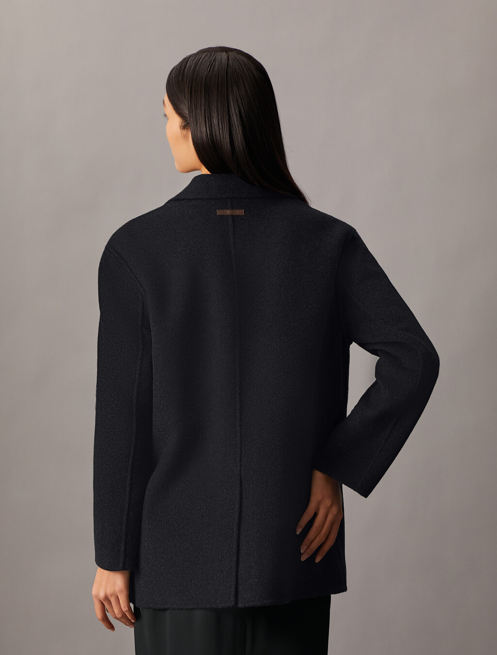 Double Face Recycled Wool Blend Blazer, GUNMETAL MELANGE, hi-res