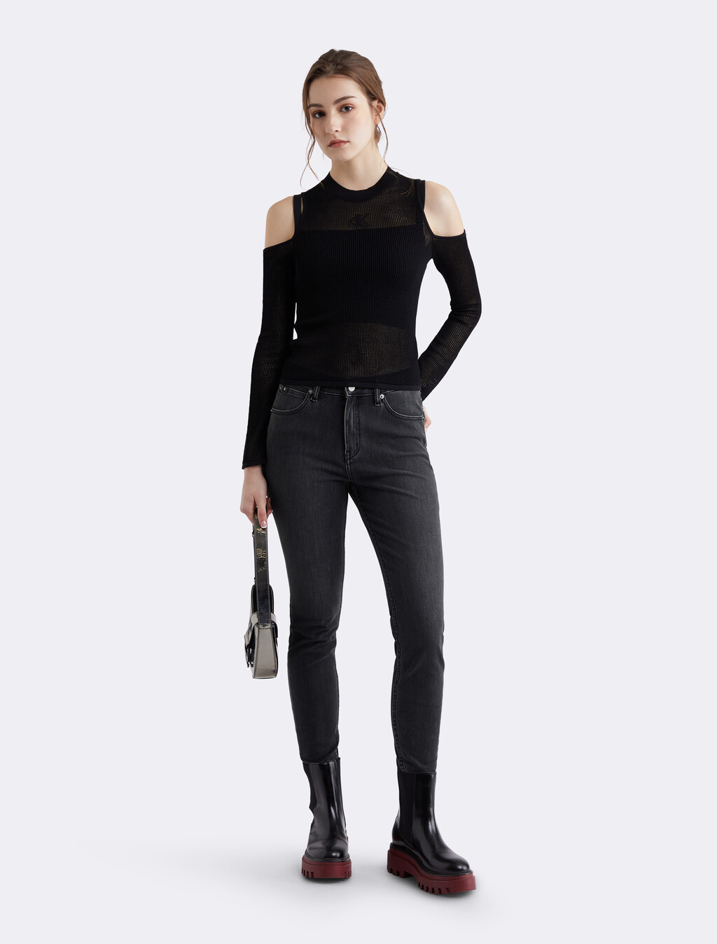 37.5 Bi-Stretch High Rise Body Skinny Ankle Jeans, 049A WASHED BLK, hi-res
