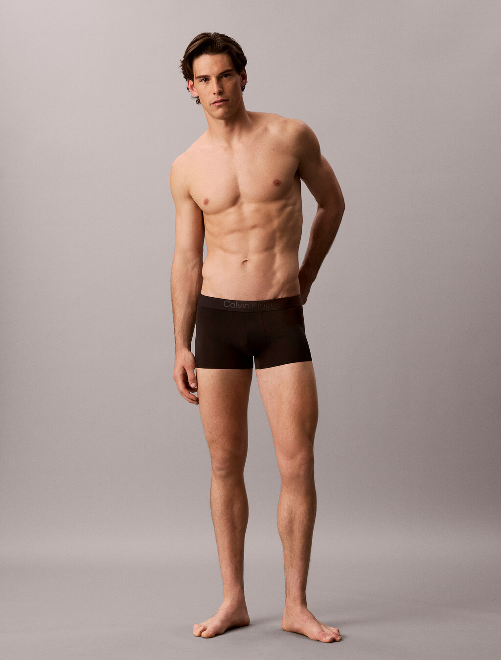 CK Black Microfiber Stretch Low Rise Trunk, Black, hi-res