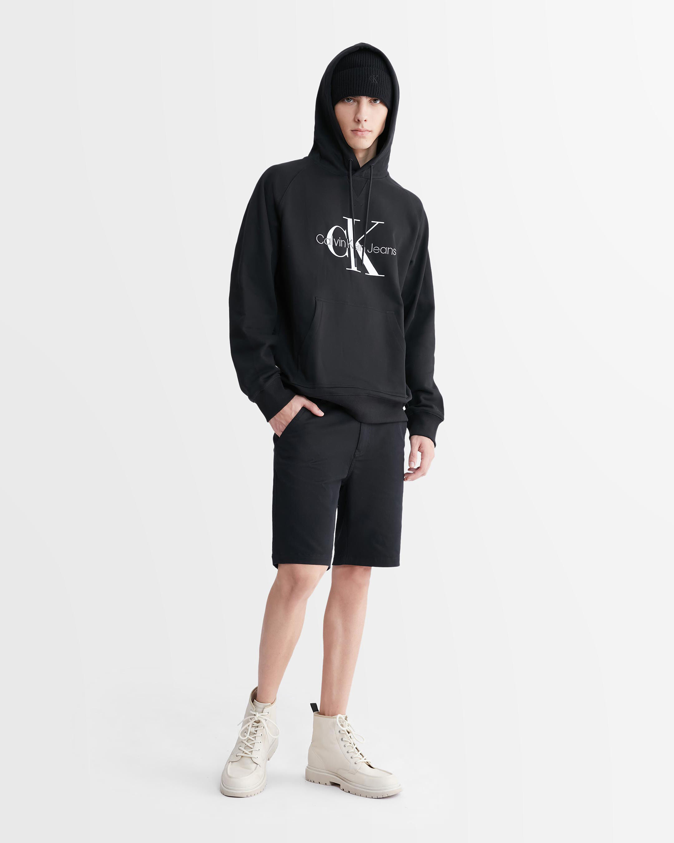 Calvin klein hoodie shop and shorts set