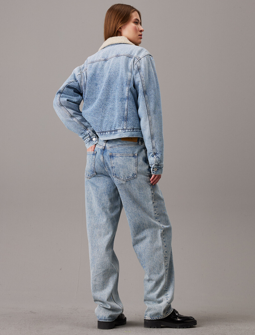 搖粒絨牛仔外套, Denim Medium, hi-res