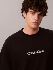 Calvin Logo 圓領上衣, Black, hi-res