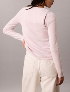 Double Layer Baby Fit Ribbed Long Sleeve Top, Crystal Blush, hi-res