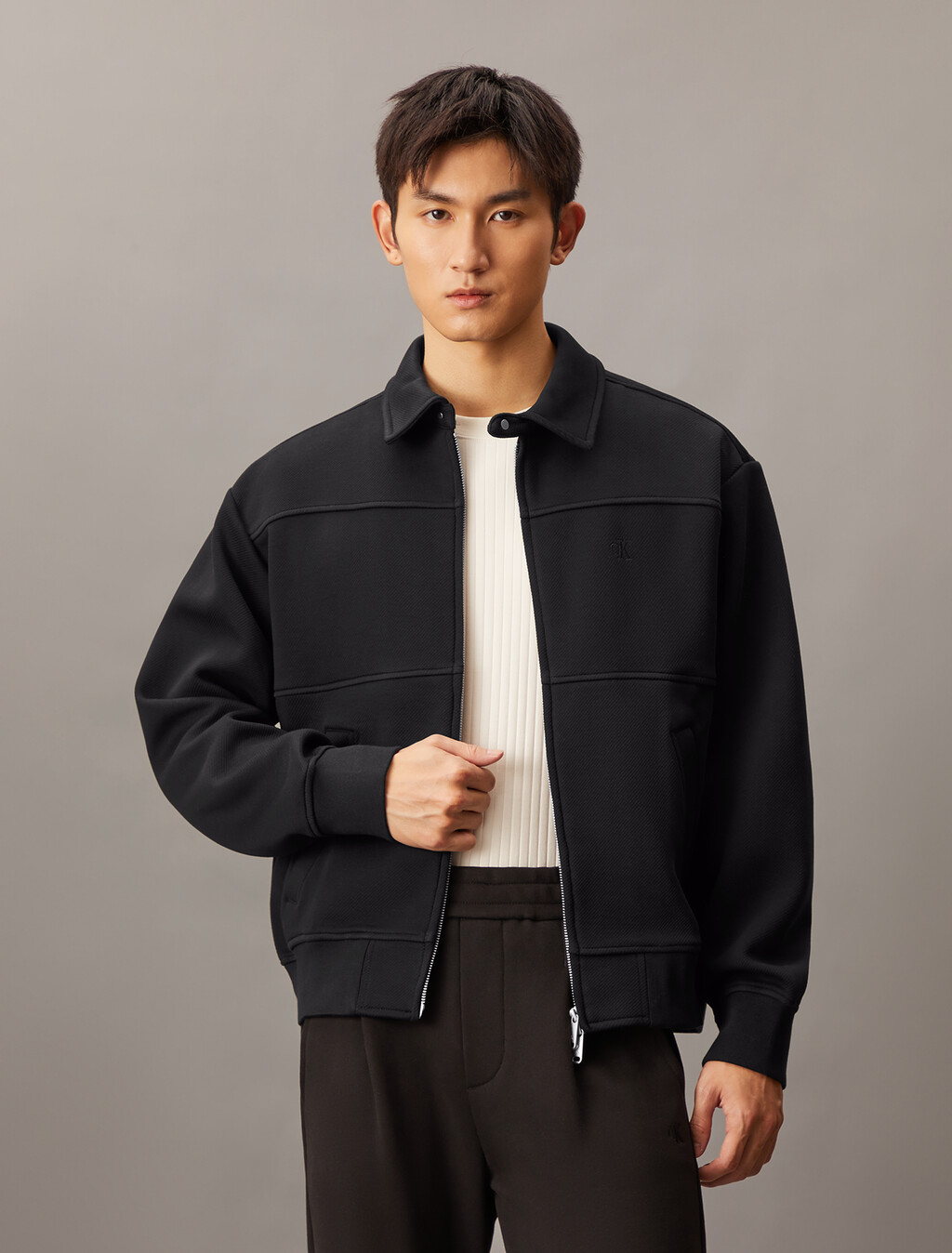 Twill Zip Up Jacket, Ck Black, hi-res