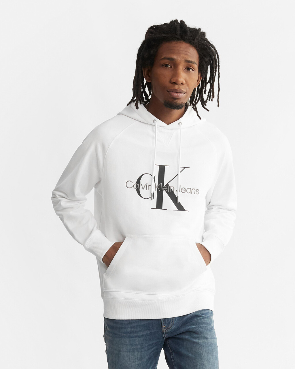 Descubrir 52+ imagen white calvin klein hoodie