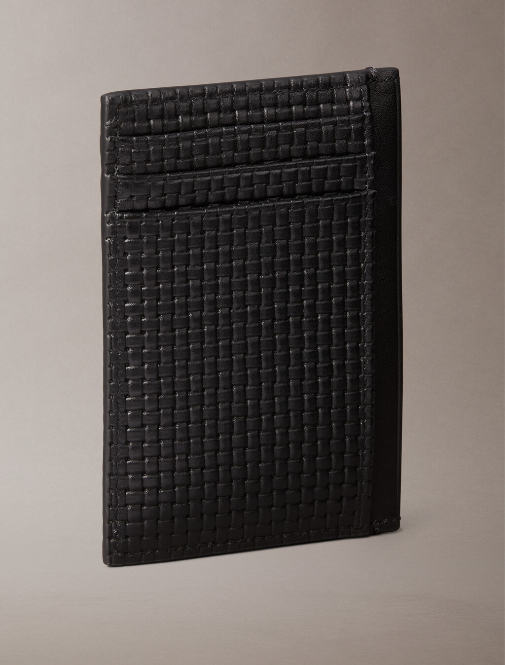 Embossed Woven Card Case, Black, hi-res