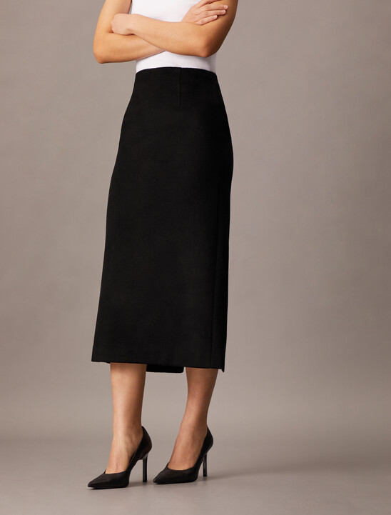 Brushed Wool Pencil Skirt
