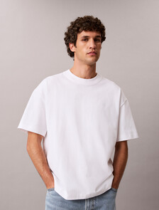 Oversized Embossed Monogram Tee, Bright White, hi-res