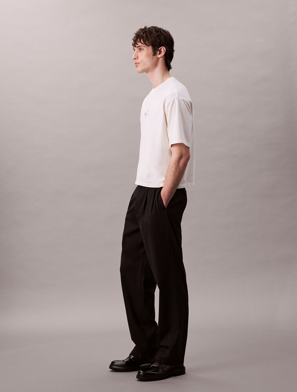 Monogram Logo Washed Relaxed Tee, Tofu, hi-res