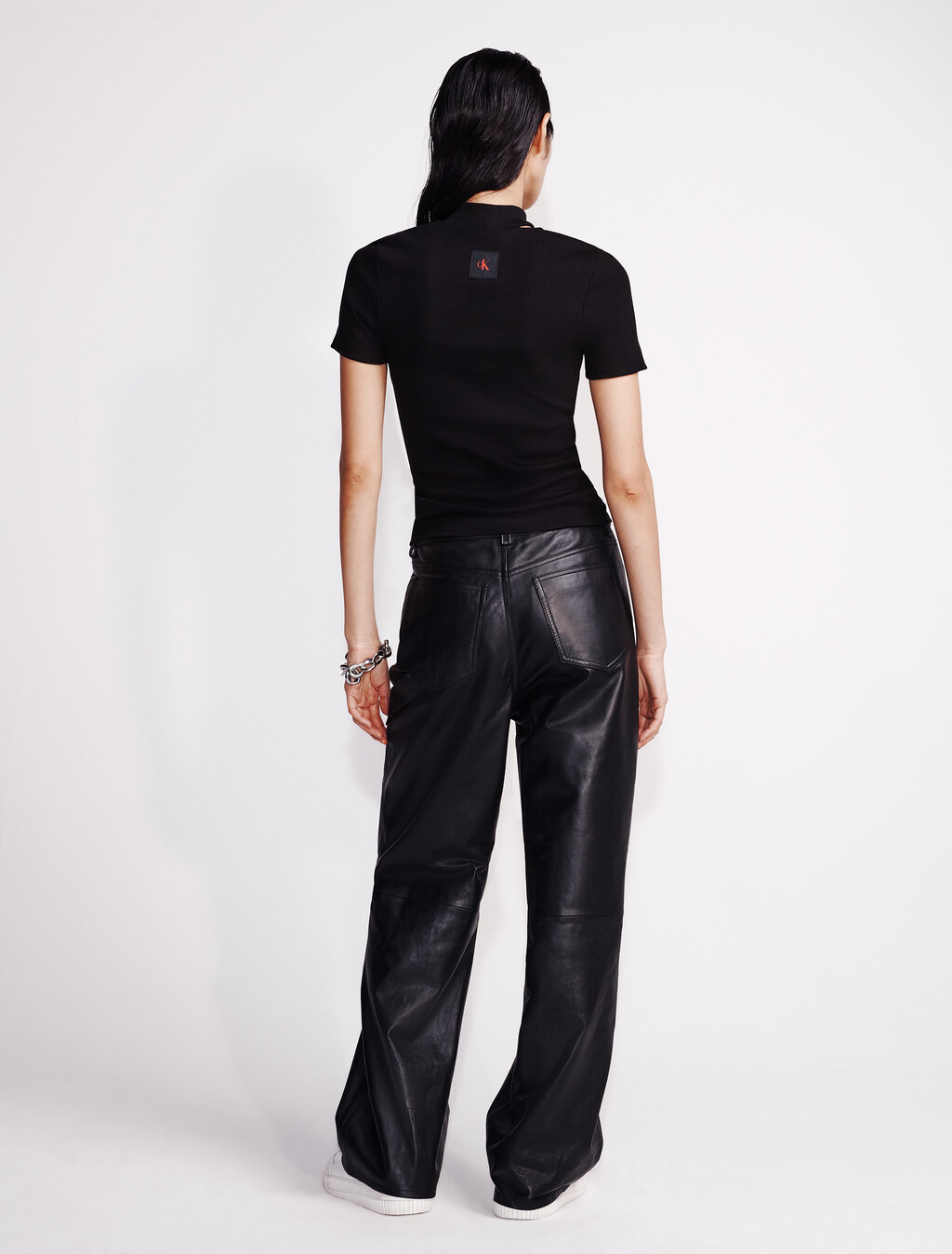 Cut Out Slim Crewneck T-Shirt, Black, hi-res