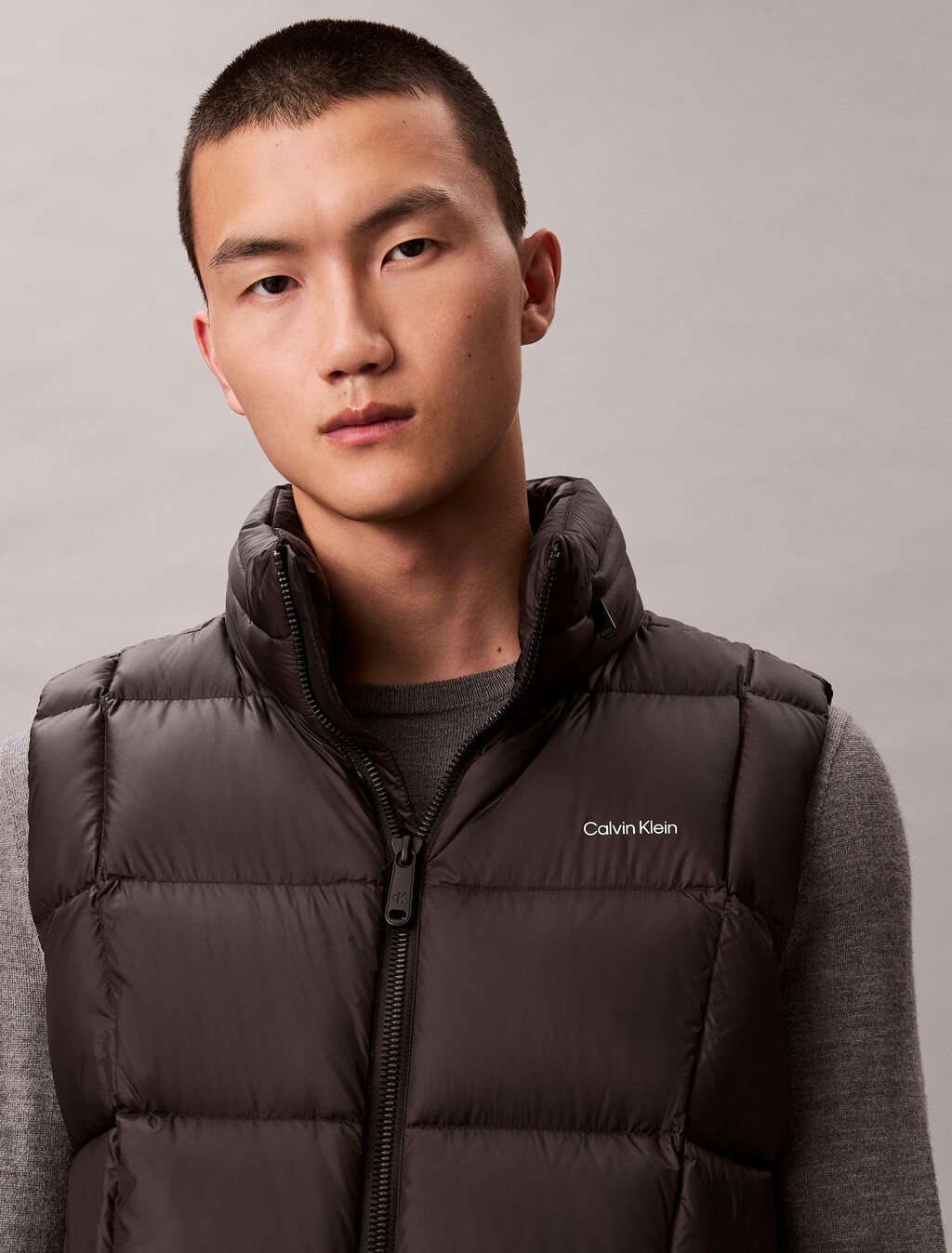 Nylon Quilted Puffer Vest, Black, hi-res