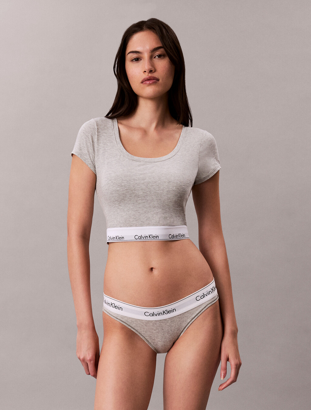 Icon Cotton T-Shirt Bralette, Grey Heather, hi-res