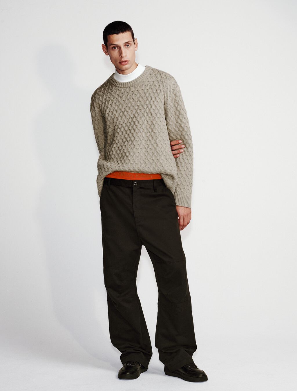 Wide Leg Chinos, Black, hi-res