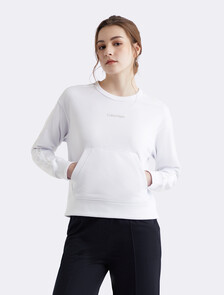 Cropped French Terry Sweatshirt, BRILLIANT WHITE, hi-res