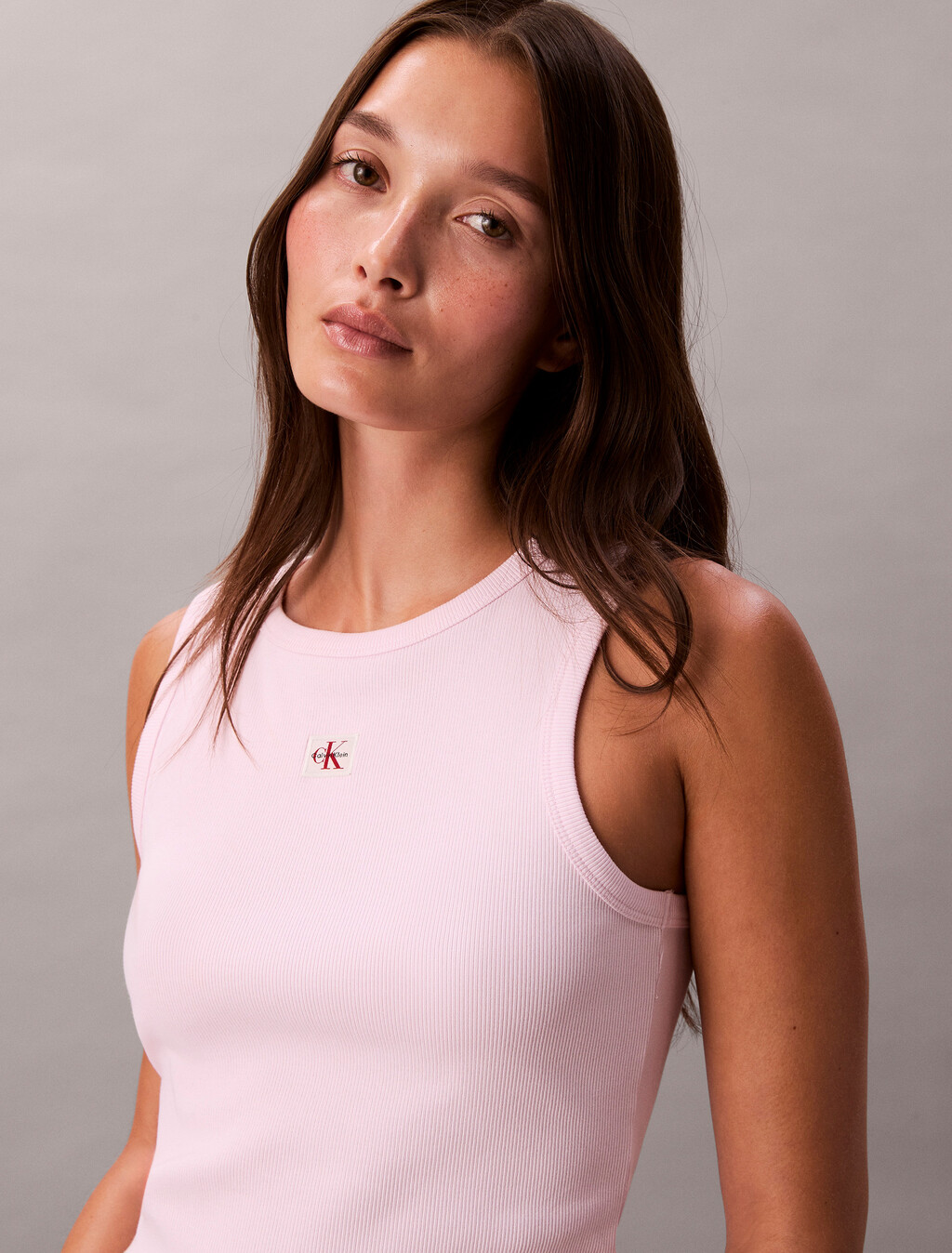 棉質彈性羅紋針織背心, Pearly Pink, hi-res