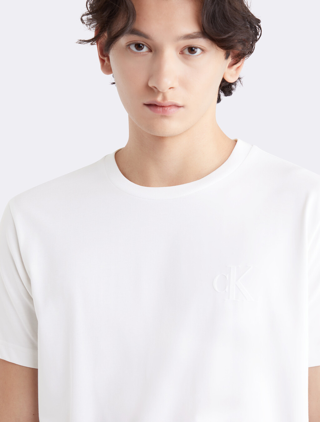 Cooling Embossed Monogram Tee, Bright White, hi-res