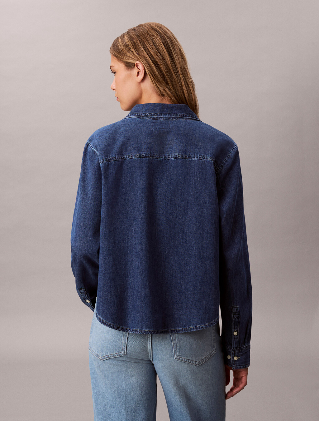 復古短版牛仔襯衫, CK VINTAGE INDIGO, hi-res