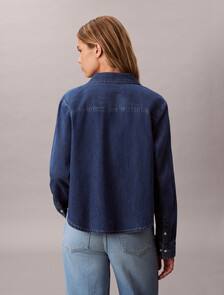 復古短版牛仔襯衫, CK VINTAGE INDIGO, hi-res
