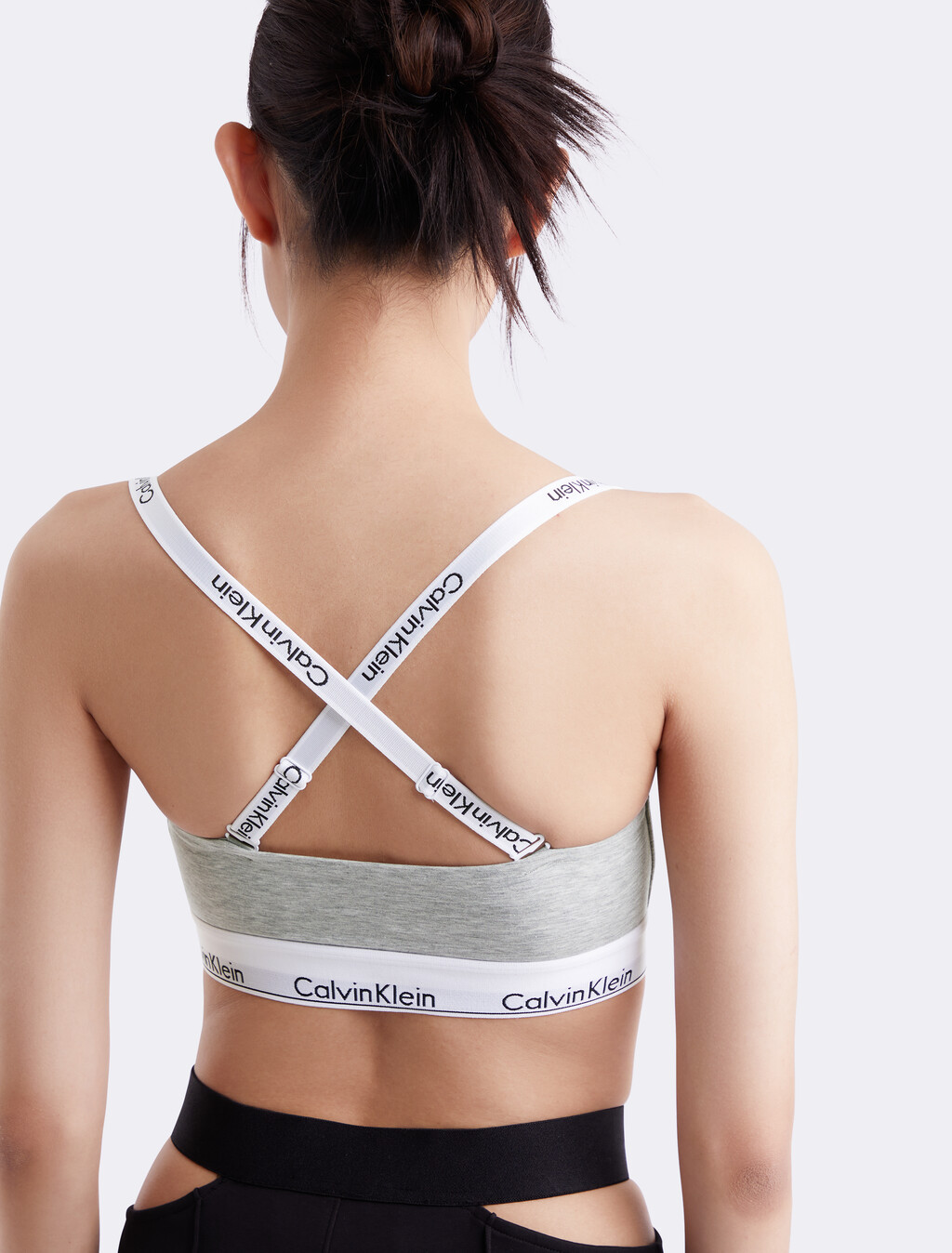 Modern Cotton Bandeau Bralette, Grey Heather, hi-res