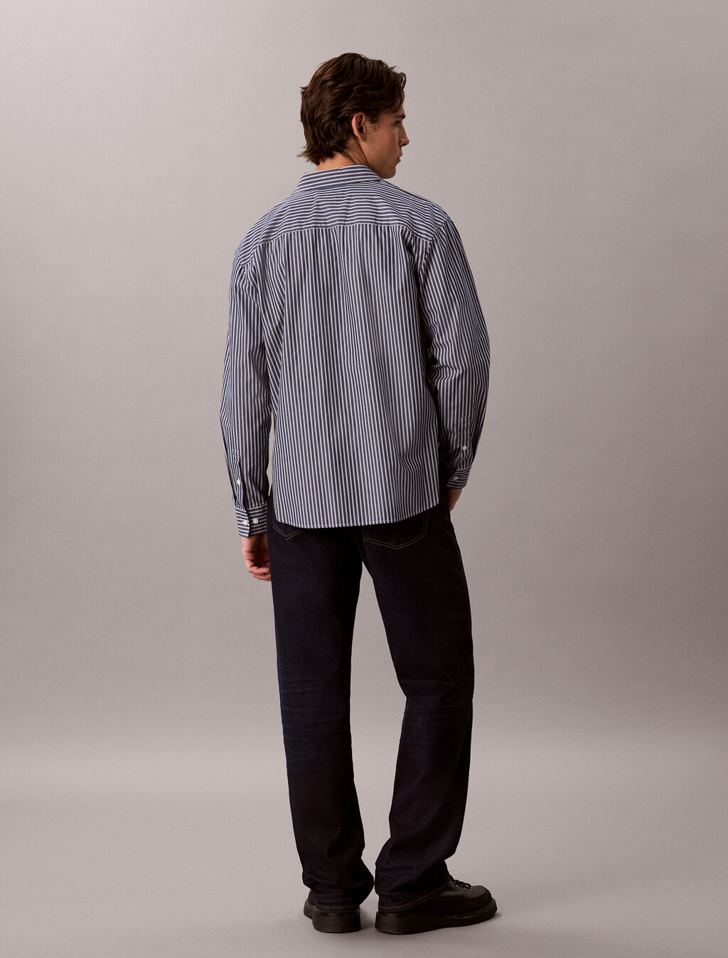 Stripe Washed Poplin Relaxed Shirt, Pageant Blue, hi-res