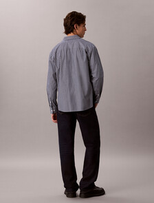 Stripe Washed Poplin Relaxed Shirt, Pageant Blue, hi-res