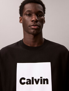 高級抓絨標誌圖案寬鬆衛衣, Black, hi-res