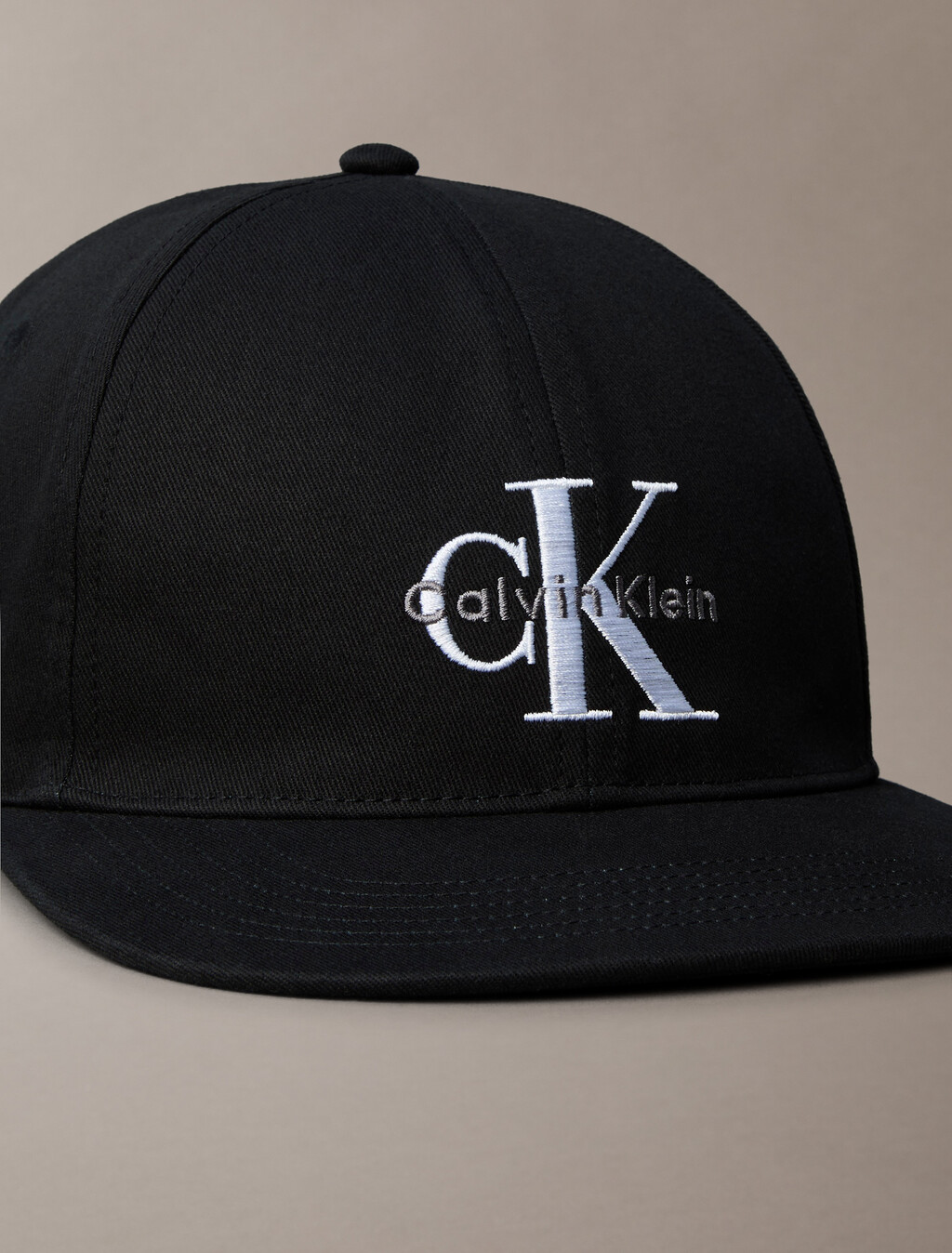 Monogram Flat Brim Cap, Black, hi-res