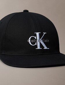Monogram Flat Brim Cap, Black, hi-res