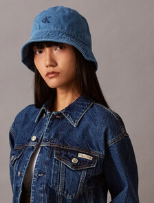 Small Monogram Denim Bucket Hat, New Blue, hi-res