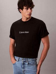 Calvin Logo 圓領上衣, Black, hi-res