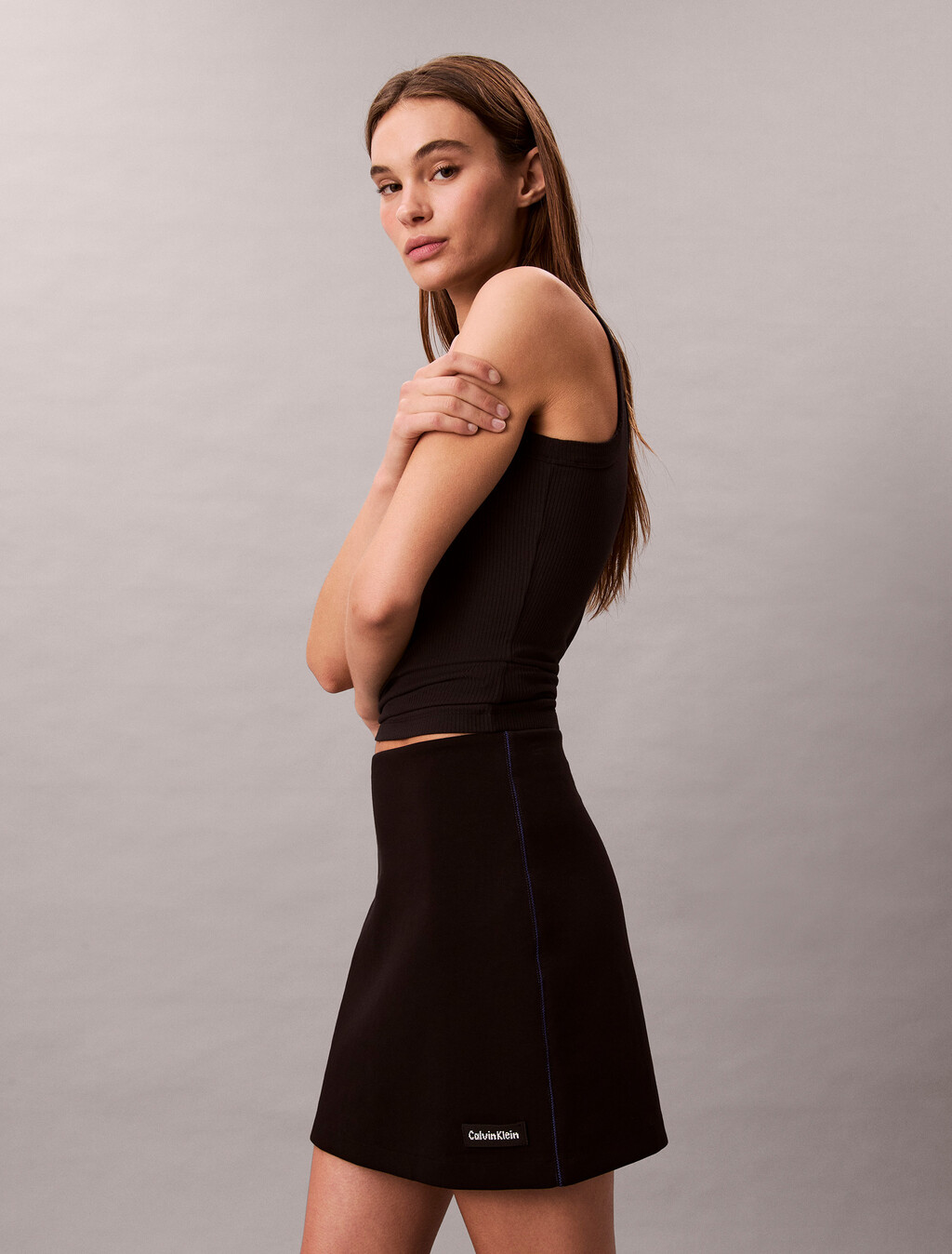 Jersey Mini Skirt, Black, hi-res