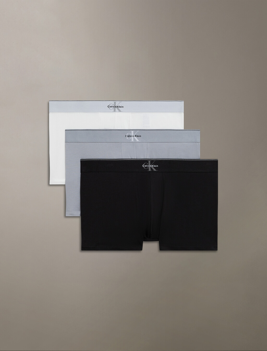 Graphic Monogram Cotton Stretch Trunks, Black/Misty Grey/White, hi-res