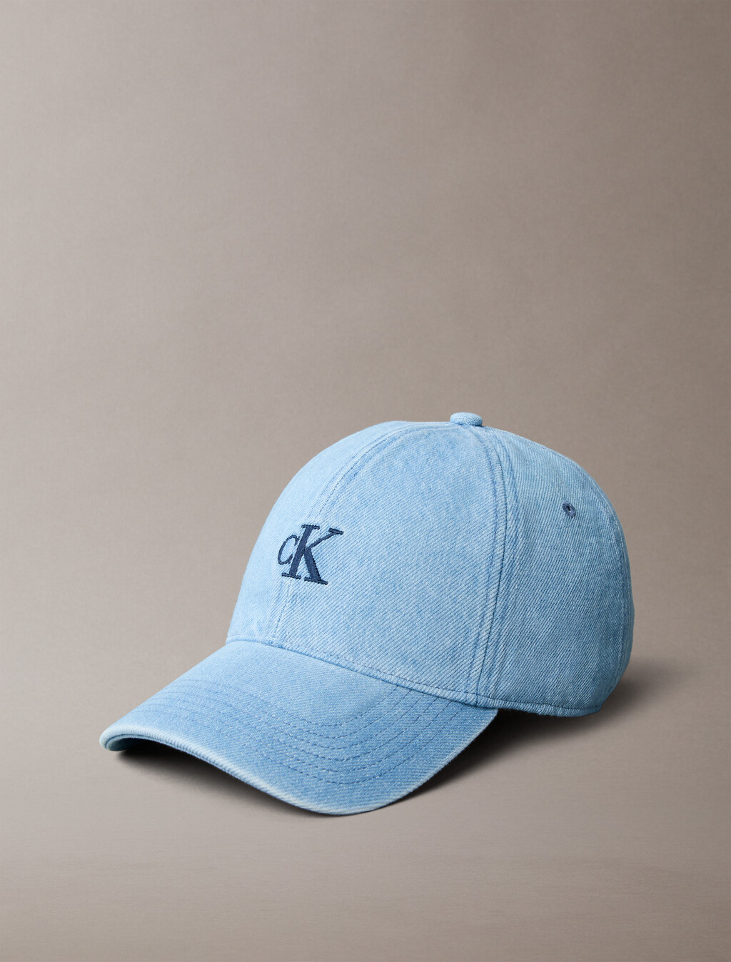 Small Monogram Denim Baseball Cap, Vintage Denim/Bone White Logo, hi-res